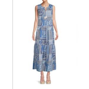 J.McLaughlin Christa Tropical Print Tassel Maxi Dress Size Medium Beach Coastal